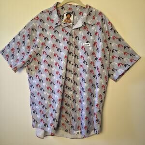 JK Collection By Old Smoke Kentucky Derby Horse Head Gray Button Down Mens 2XL